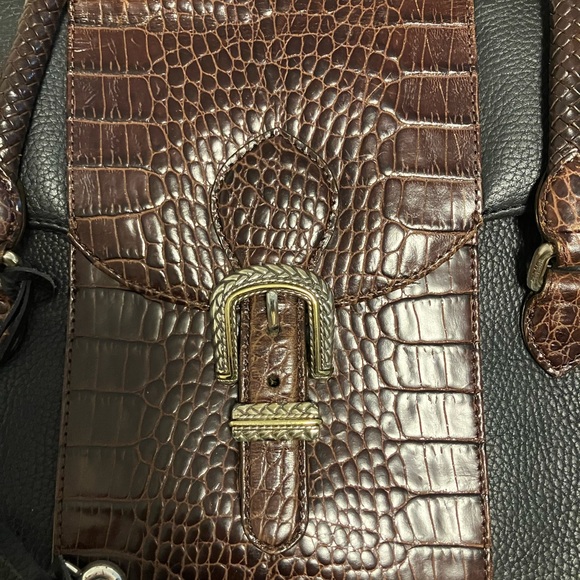 Brighton Black and Brown Croc-Embossed Laptop Bag - Picture 5 of 16